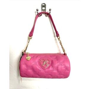 Juicy Couture Bag Pink Rhinestone Logo Barrel Shoulder Bag Handbag Purse